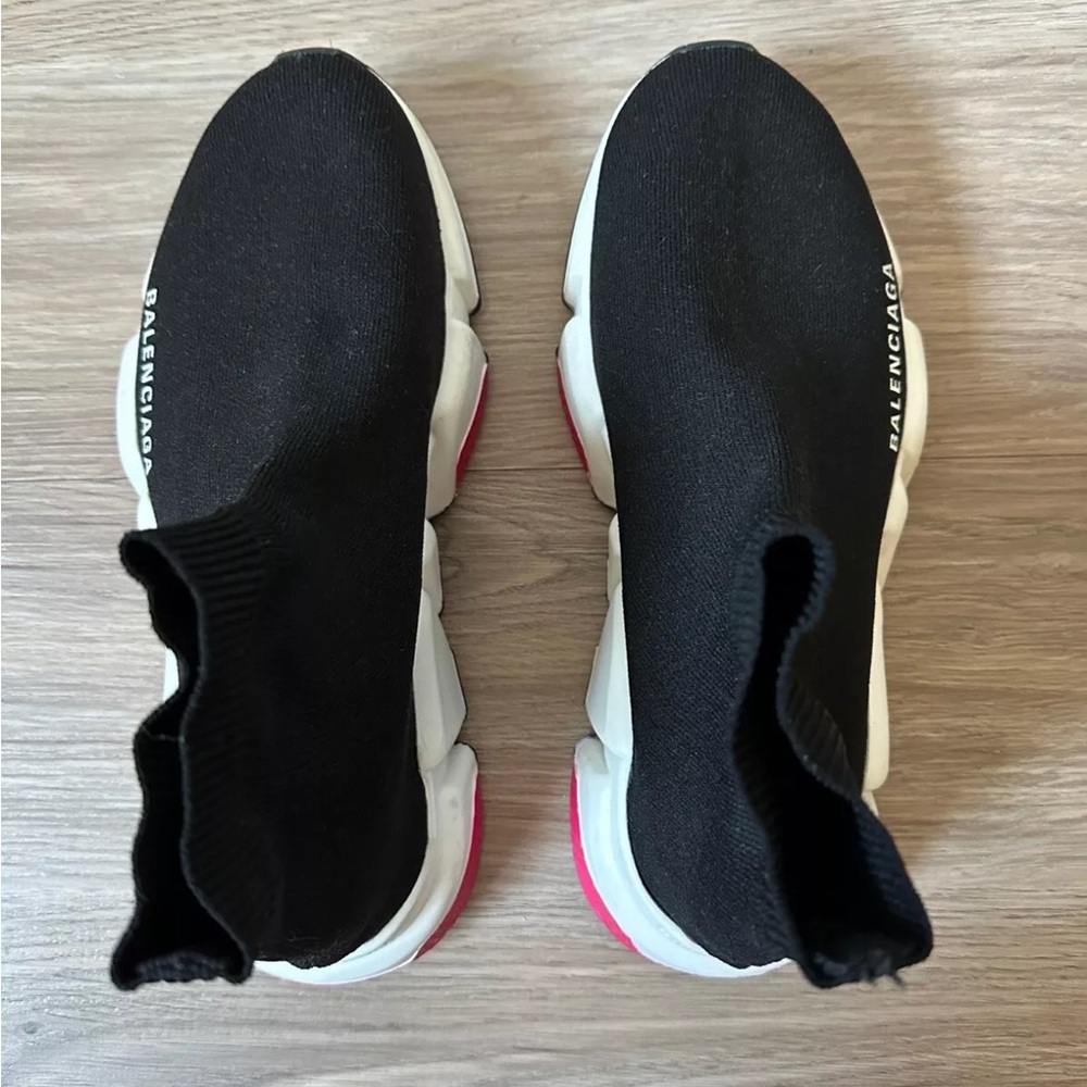 *AUTHENTIC* BALENCIAGA - Speed Knit Sneaker - Black/pink - Women’s US 6 / EU 36 - Picture 9 of 12